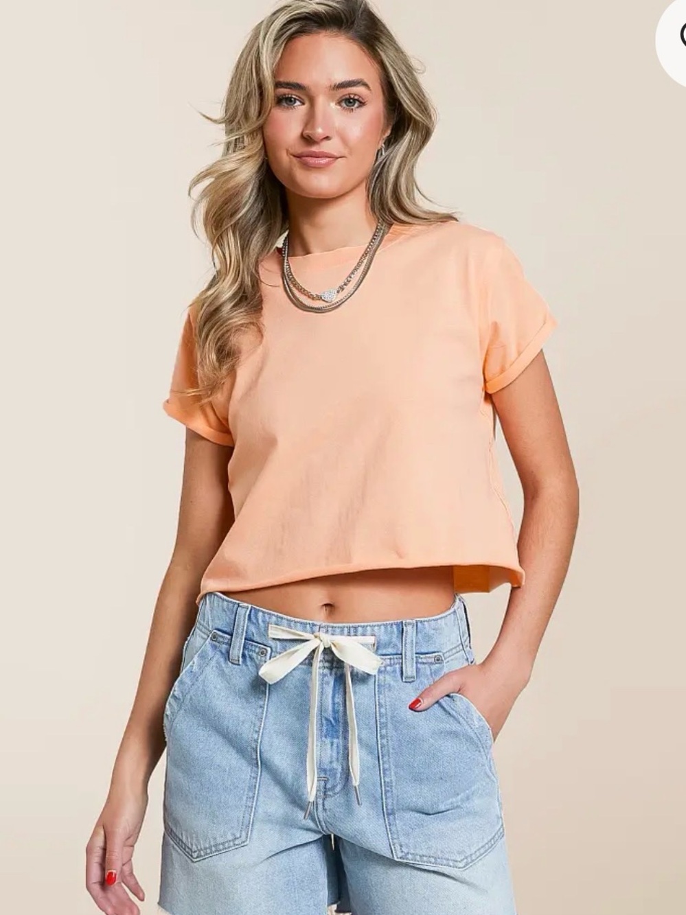 NWT We The Free by Free People The Perfect Cropped T-shirt ~ Spring Melon